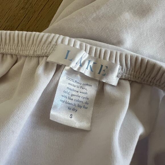 Lake Pajamas Pima Cotton Ruffle White Midi Nightgown Dress Small - Picture 6 of 6